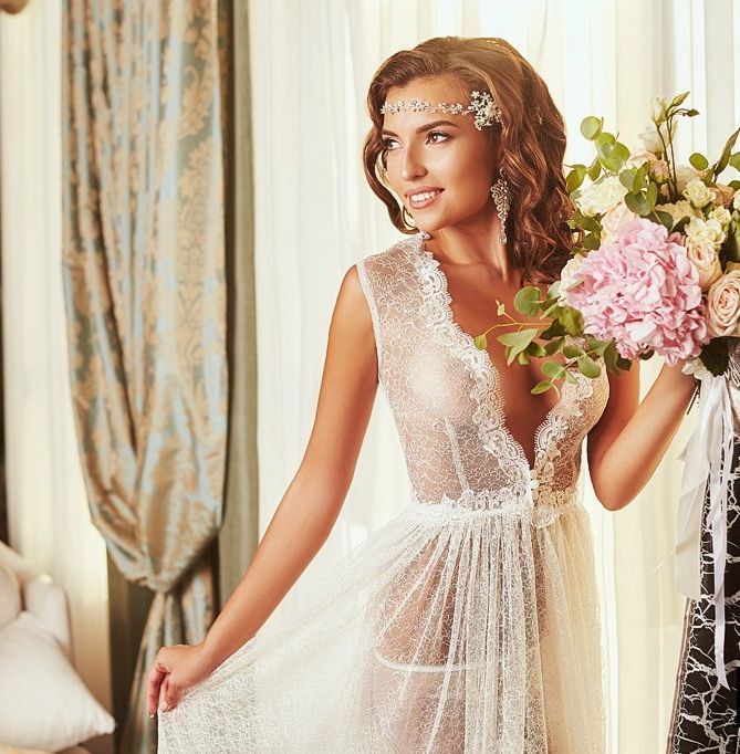 Кружевной халатик для утра невесты