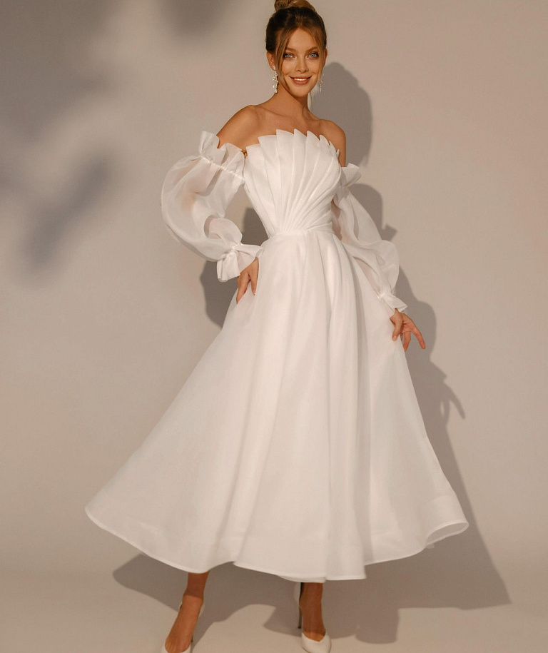 Белое свадебное платье миди