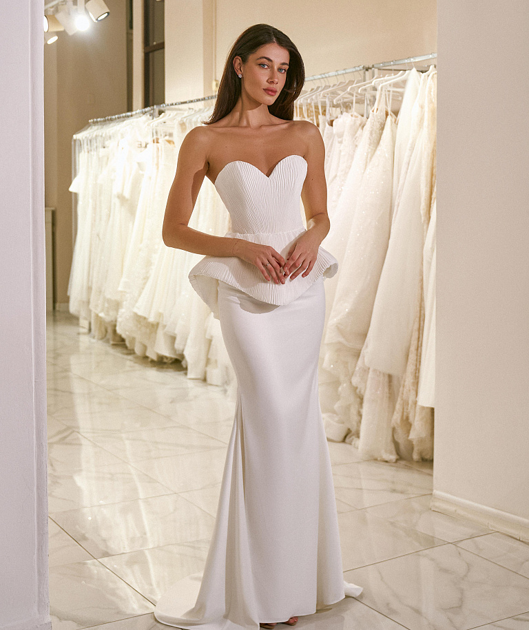 Свадебный комплект с корсетом из плиссированной ткани