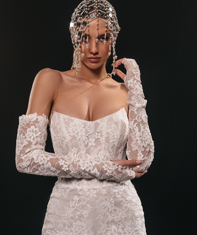 Кружевное свадебное платье рыбка