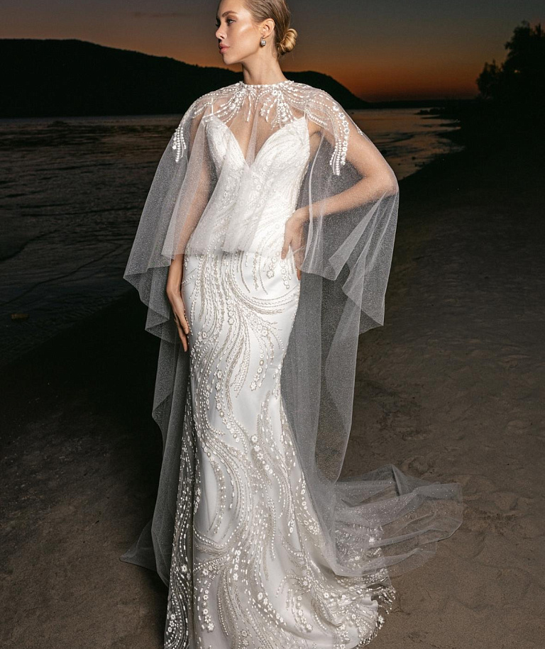 Свадебное платье рыбка в светоотражающей ткани