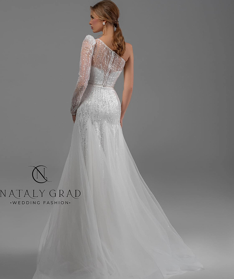 Роскошное свадебное платье на одно плечо