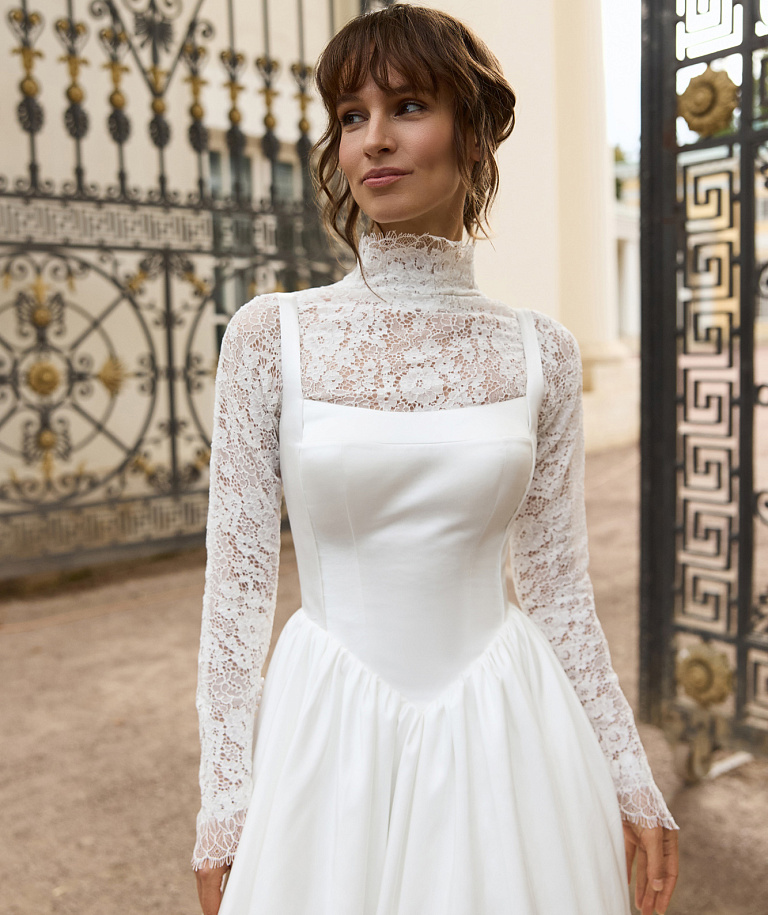 Свадебное платье с кружевным топом