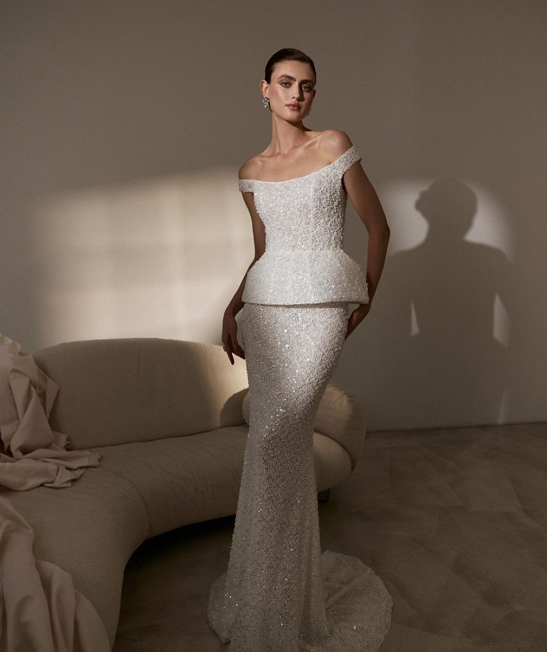 Свадебный мерцающий комплект с корсетом и юбкой