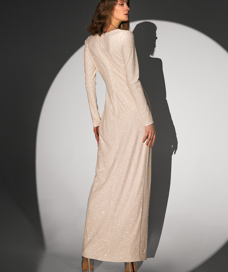 Прямое свадебное платье с глиттерным напылением