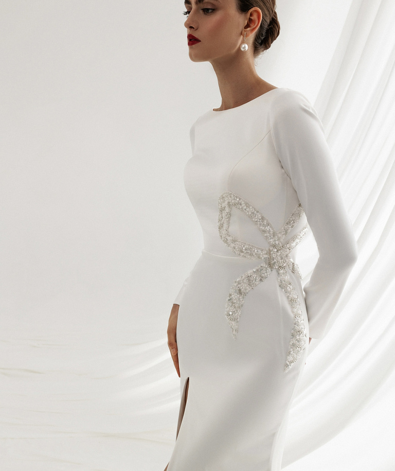 Атласное свадебное платье рыбка