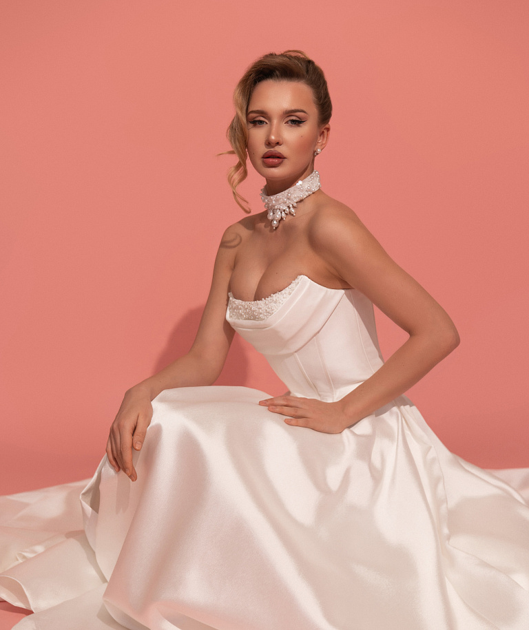 Cвадебный комплект из микадо c пышной юбкой