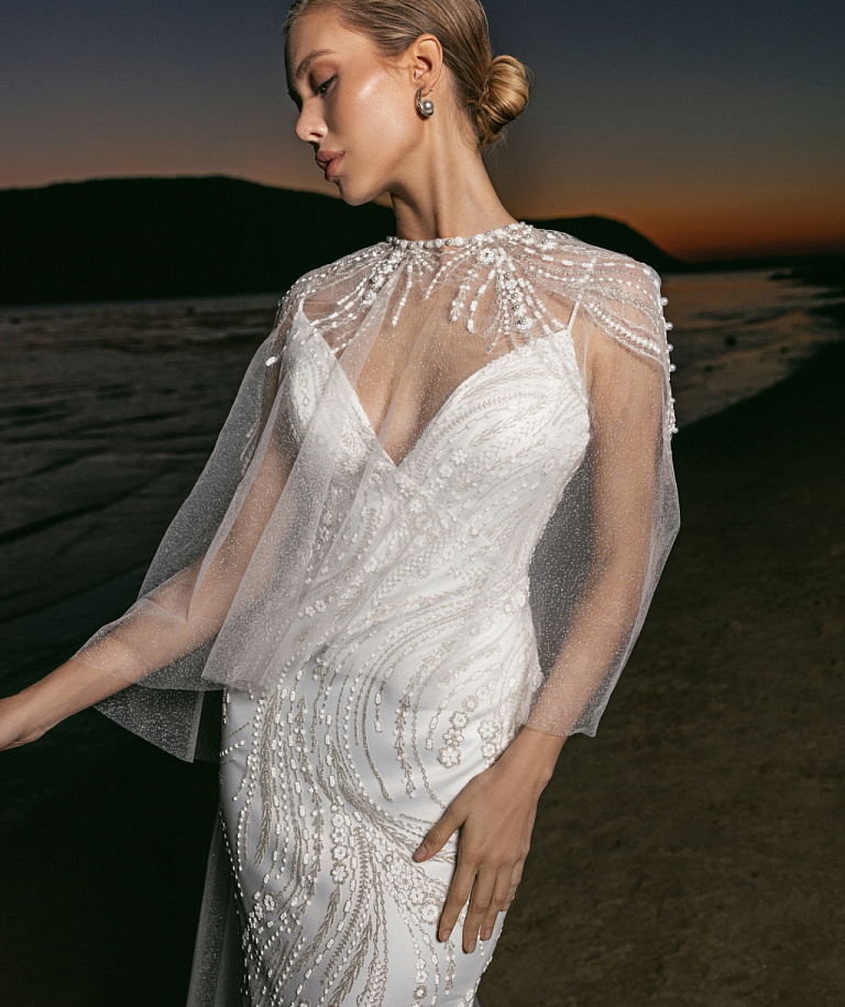Свадебное платье рыбка в светоотражающей ткани
