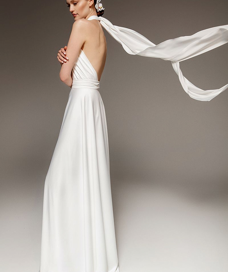 Шифоновое свадебное платье с разрезом