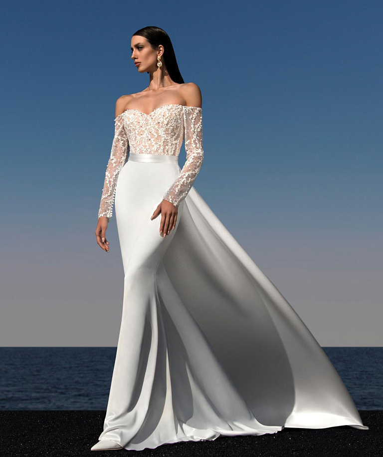 Свадебное платье рыбка со съемным шлейфом