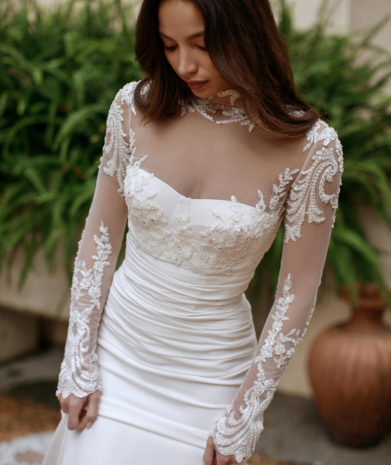 Свадебное платье рыбка со съемным болеро