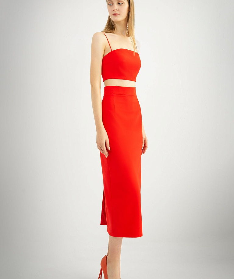 Костюм красная юбка и топ