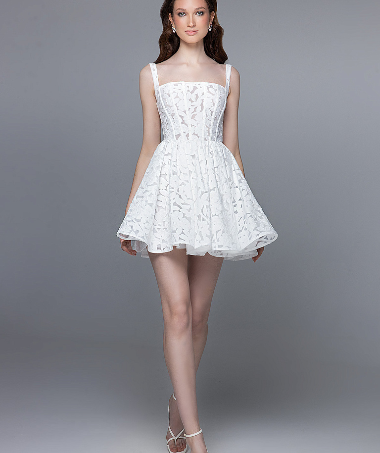 Кружевное свадебное мини платье