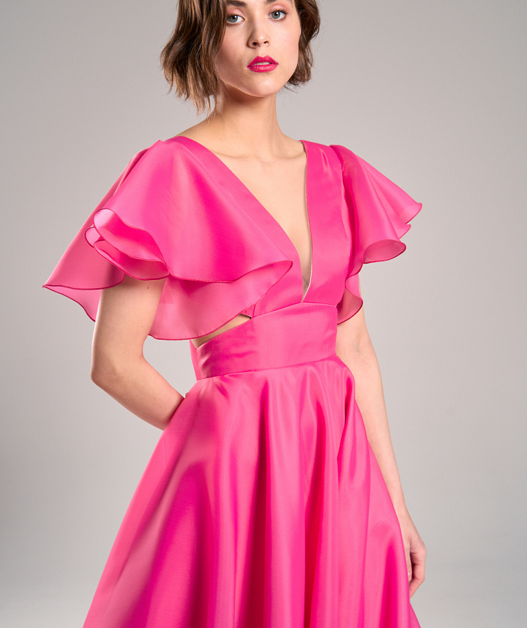 Вечернее свадебное платье в цвете фуксия