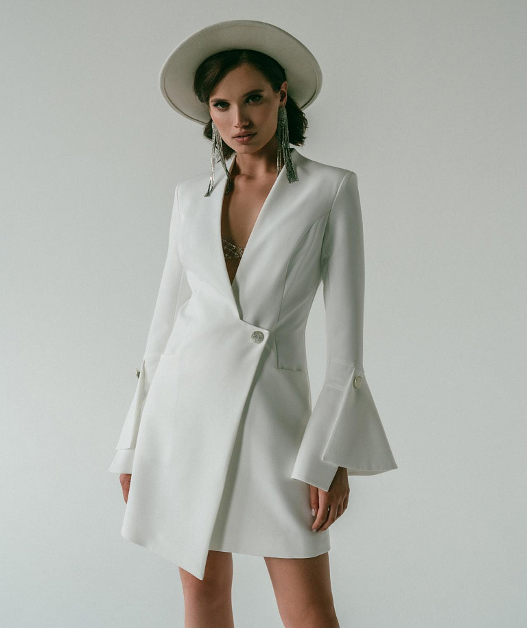 Свадебное платье жакет с рукавами клешь