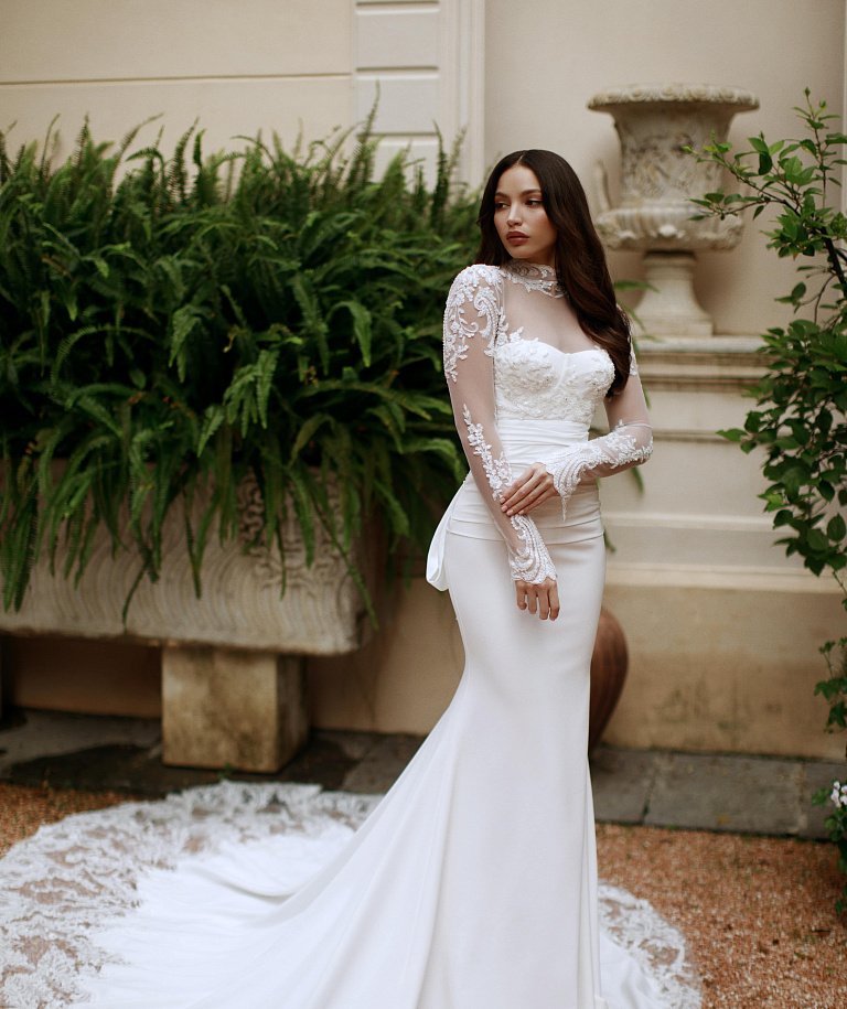 Свадебное платье рыбка со съемным болеро