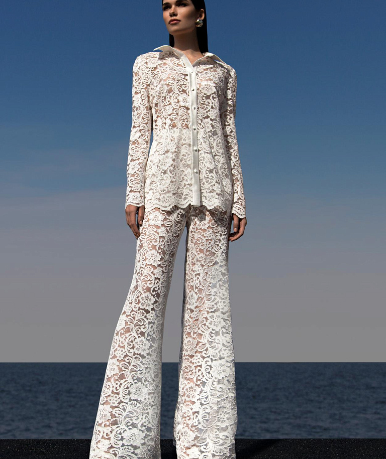 Кружевной свадебный комплект с брюками