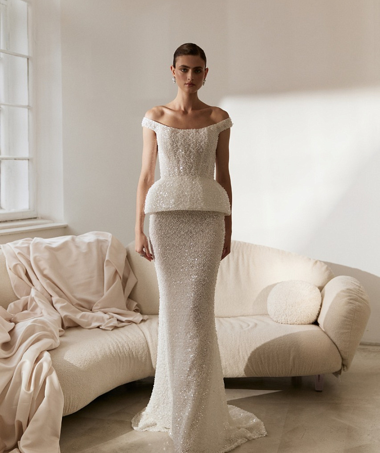 Свадебный мерцающий комплект с корсетом и юбкой