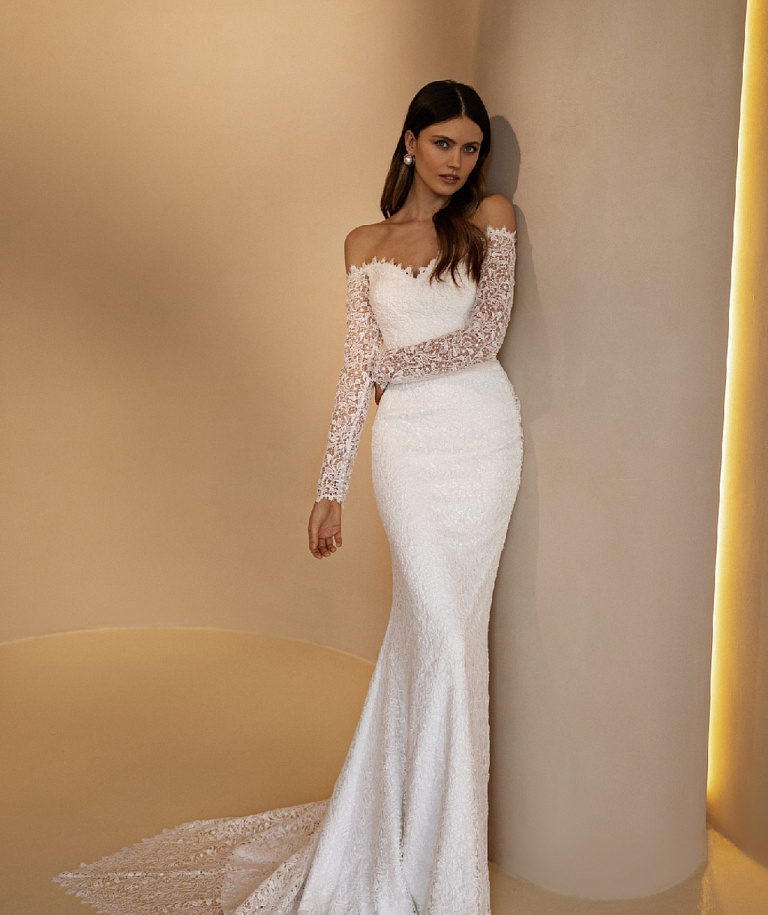 Свадебное платье рыбка в хлопковом кружеве