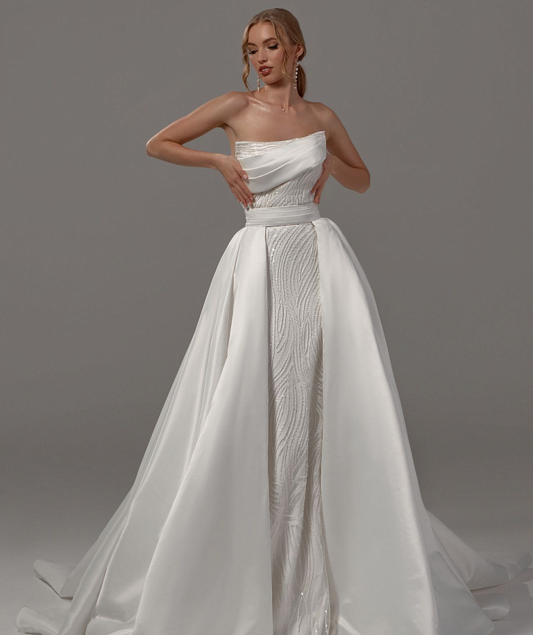 Свадебное платье трансформер с отстегивающейся юбкой