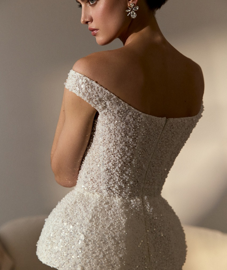 Свадебный мерцающий комплект с корсетом и юбкой