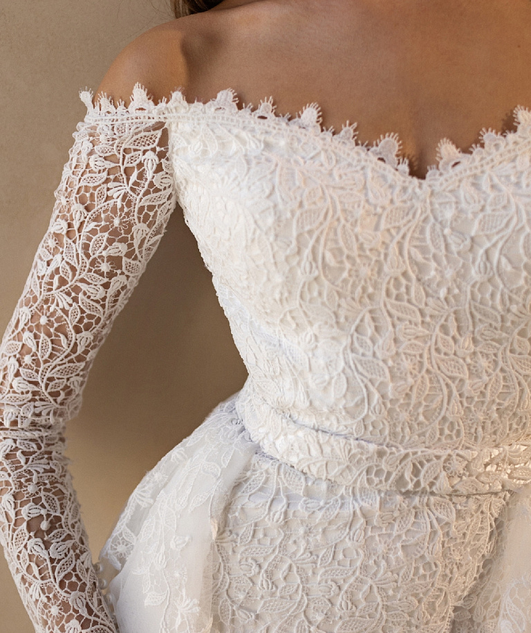 Свадебное платье рыбка в хлопковом кружеве