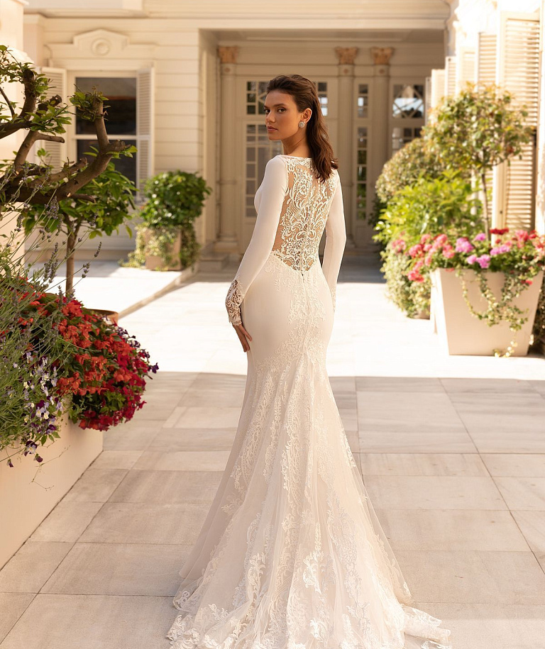 Свадебное платье русалка с кружевными вставками