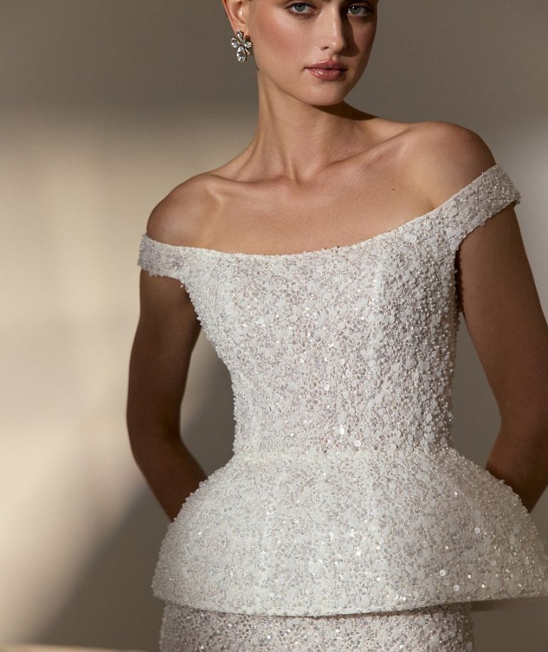 Свадебный мерцающий комплект с корсетом и юбкой