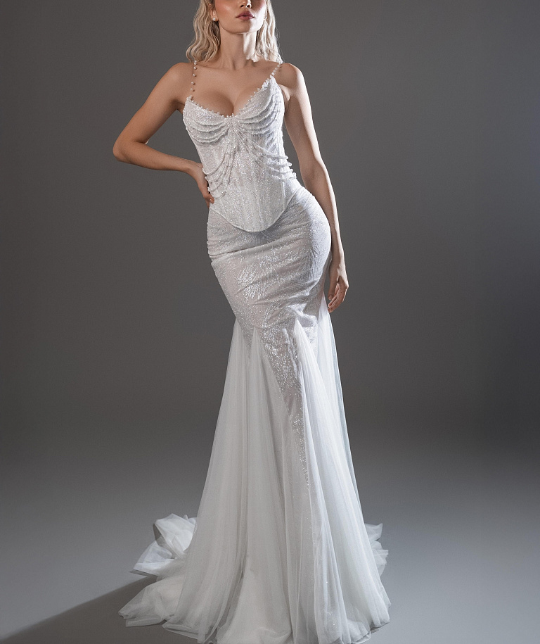 Блестящий свадебный комплект с жемчугом