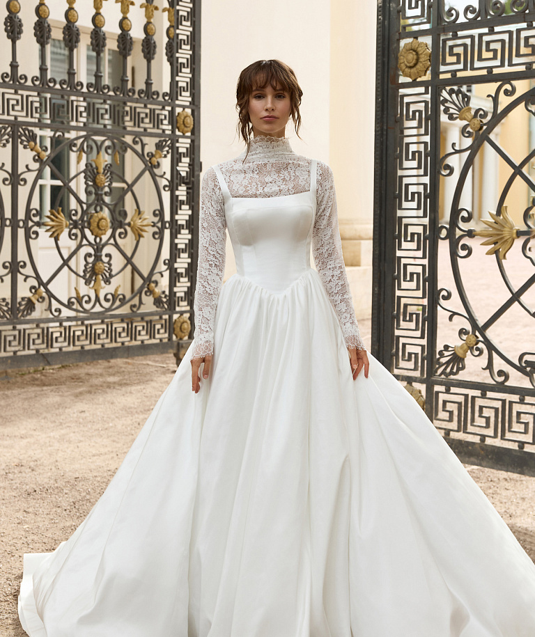 Свадебное платье с кружевным топом