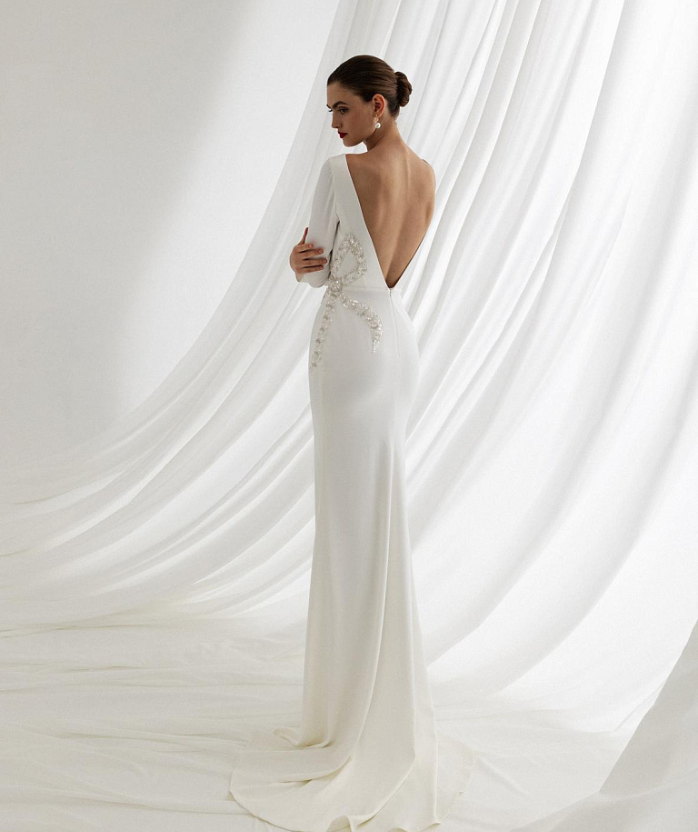 Атласное свадебное платье рыбка