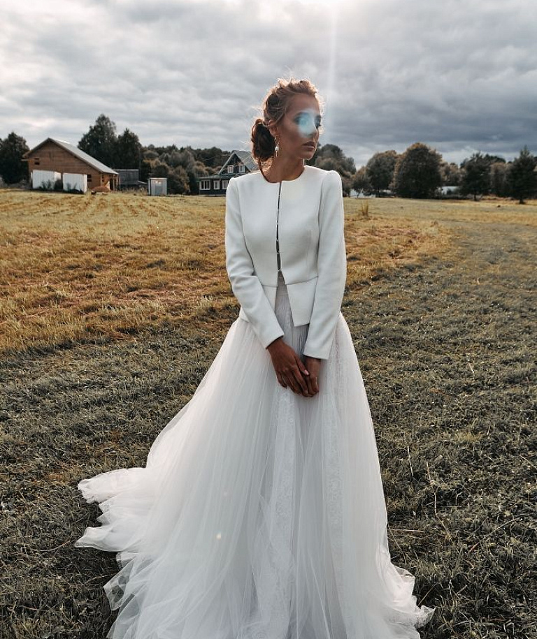 Свадебный белый жакет