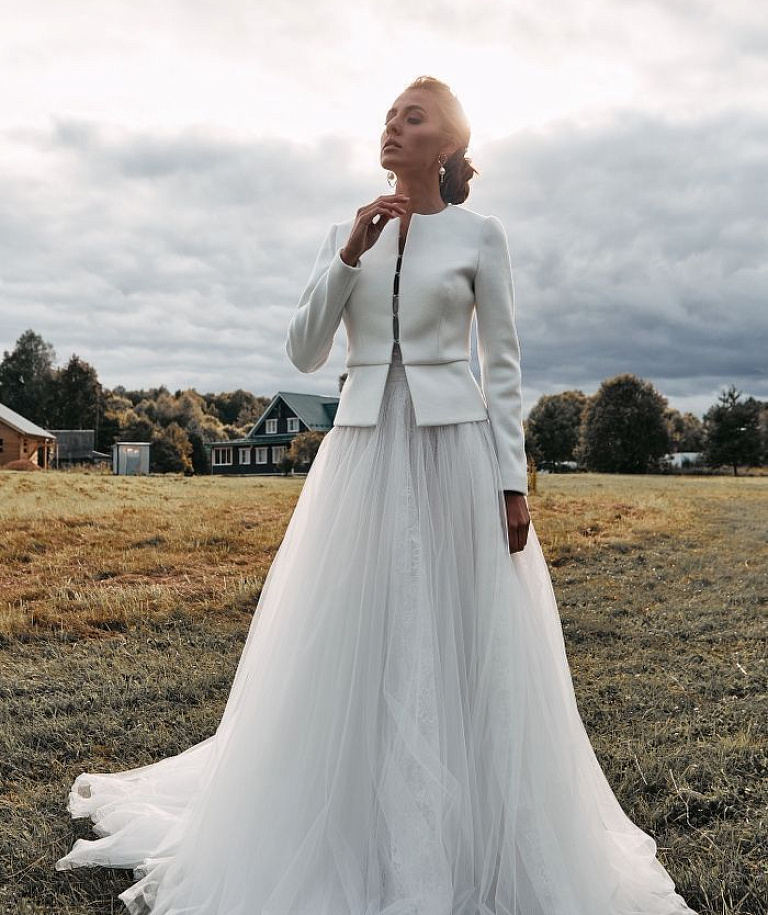 Свадебный белый жакет