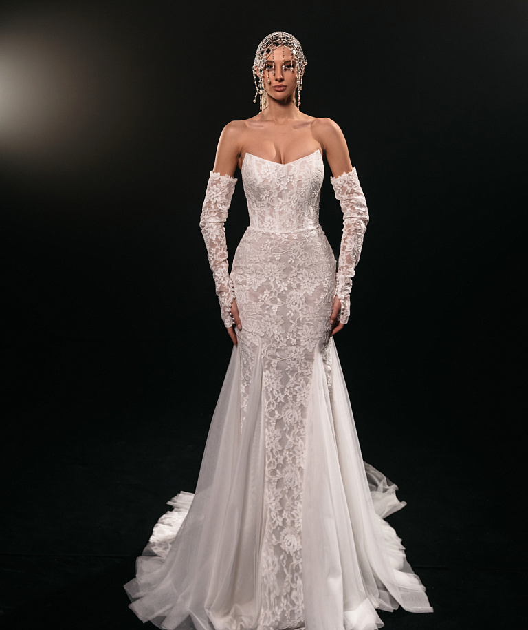 Кружевное свадебное платье рыбка