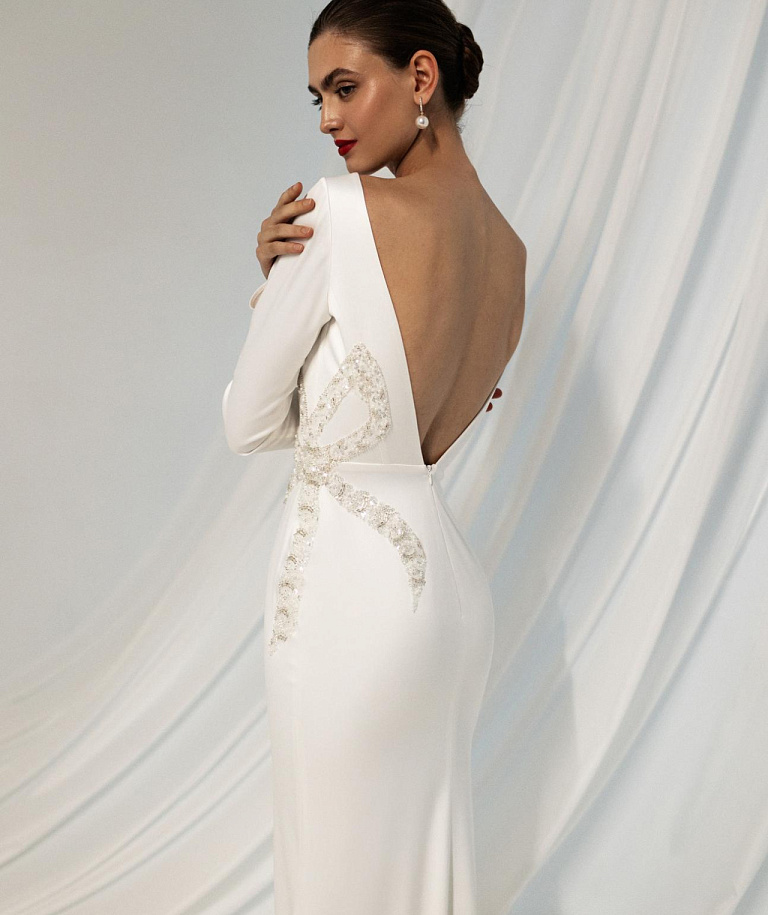 Атласное свадебное платье рыбка