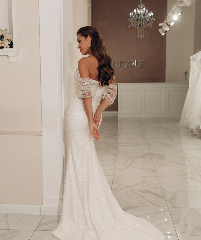 Садебное платье русалка расшитое бисером