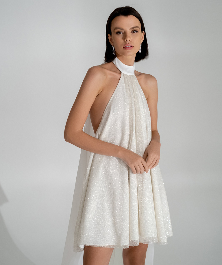 Свадебное платье мини с открытой спиной