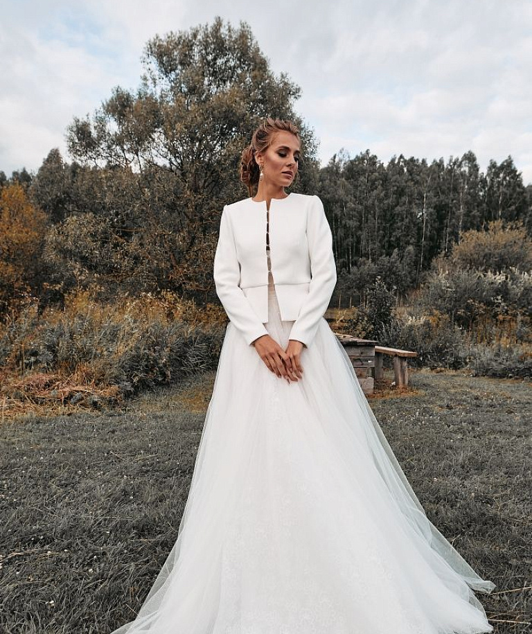 Свадебный белый жакет