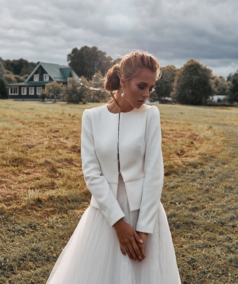 Свадебный белый жакет