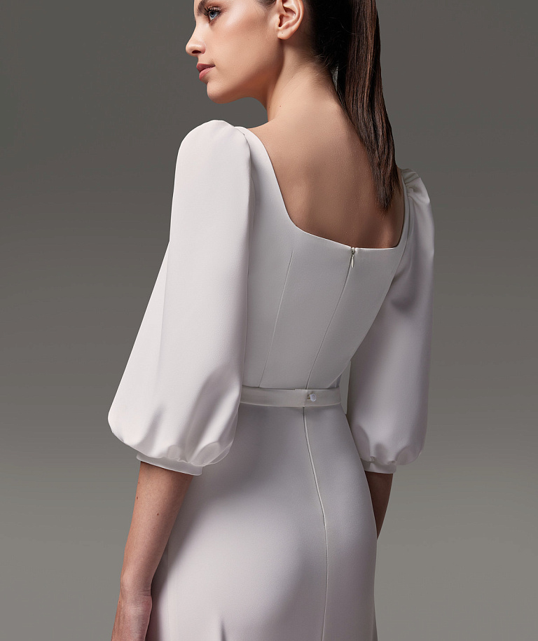 Свадебное платье миди из креп-стрейча