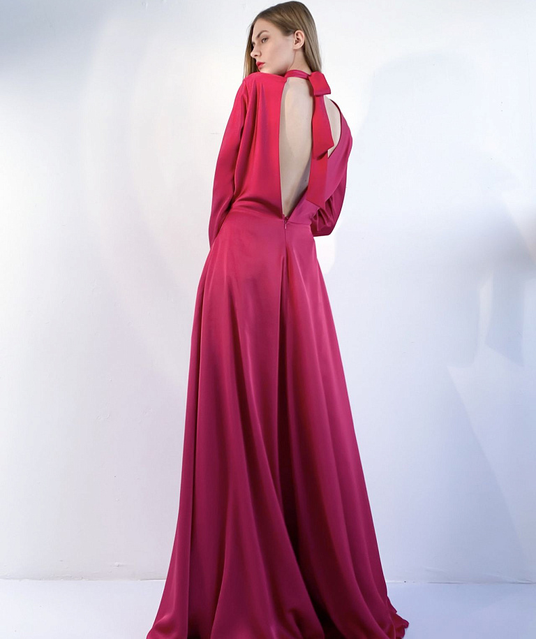 Рубиновое вечернее шёлковое платье