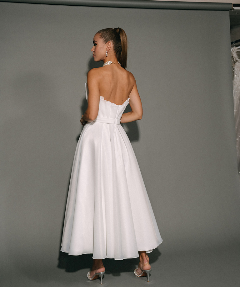 Свадебное платье миди из шифона