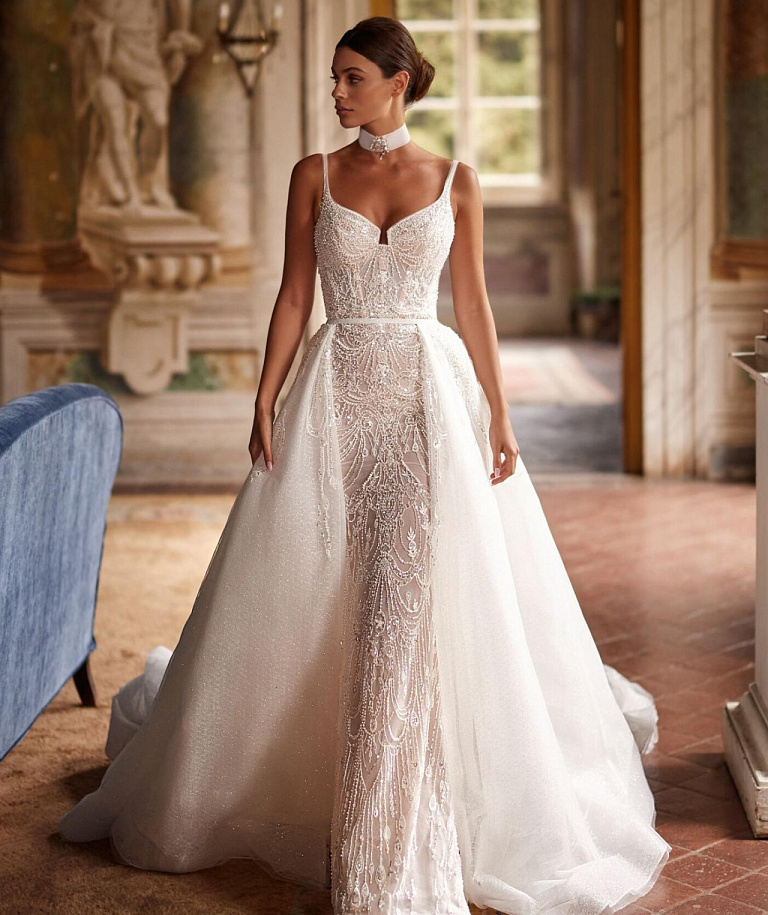 роскошное свадебное платье рыбка со съемным