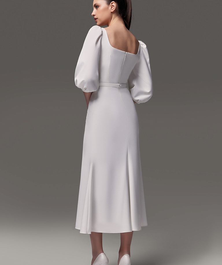 Свадебное платье миди из креп-стрейча