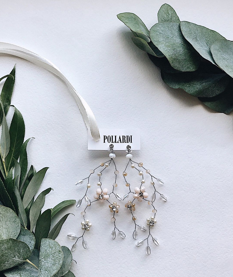 Свадебные серьги с кристаллами