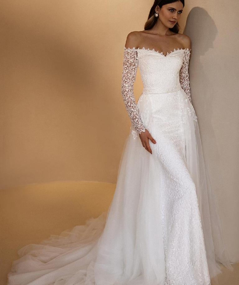 Свадебное платье рыбка в хлопковом кружеве