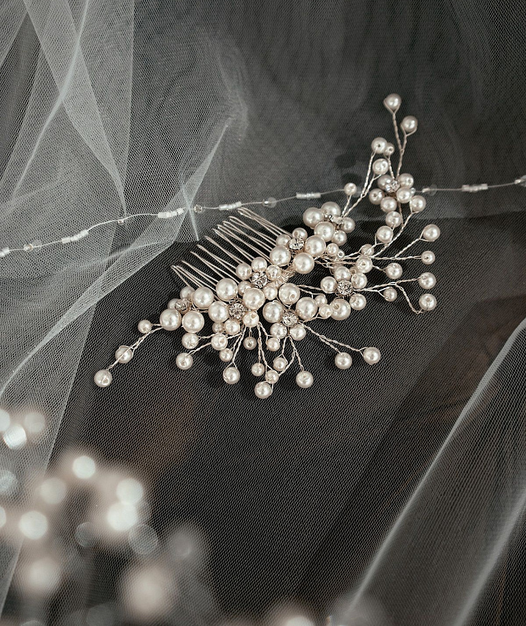 Свадебный гребень с жемчугом